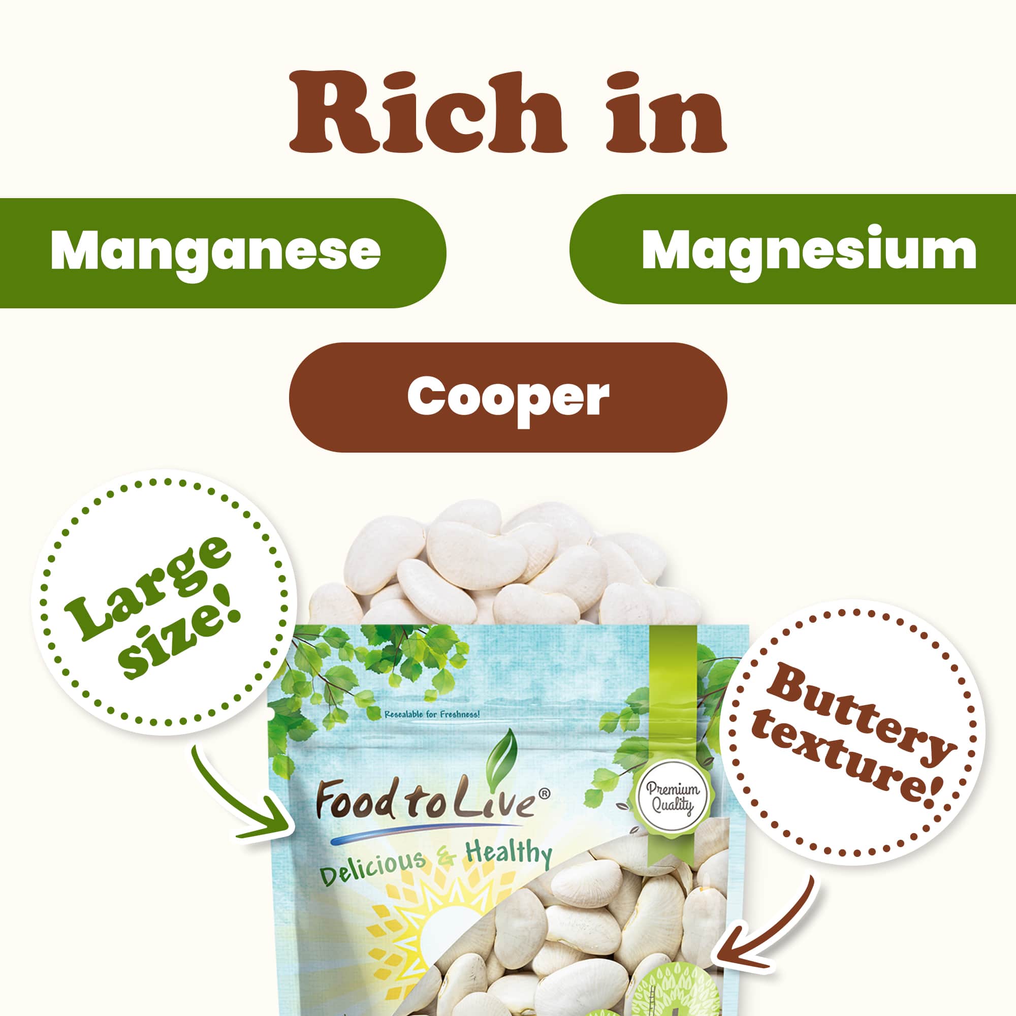 Large Lima Beans – Dry Butter Beans. Creamy Habas Grandes. Rich in Protein, Iron - Produktbild 4