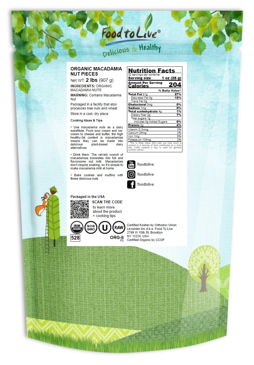 Organic Macadamia Nut Halves and Pieces - Non-GMO, Unsalted – by Food to Live - Picture 56 of 81