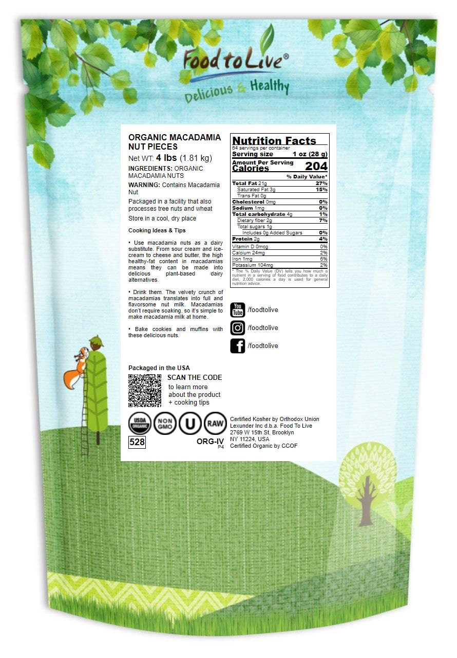 Organic Macadamia Nut Halves and Pieces - Non-GMO, Unsalted – by Food to Live - Picture 47 of 81