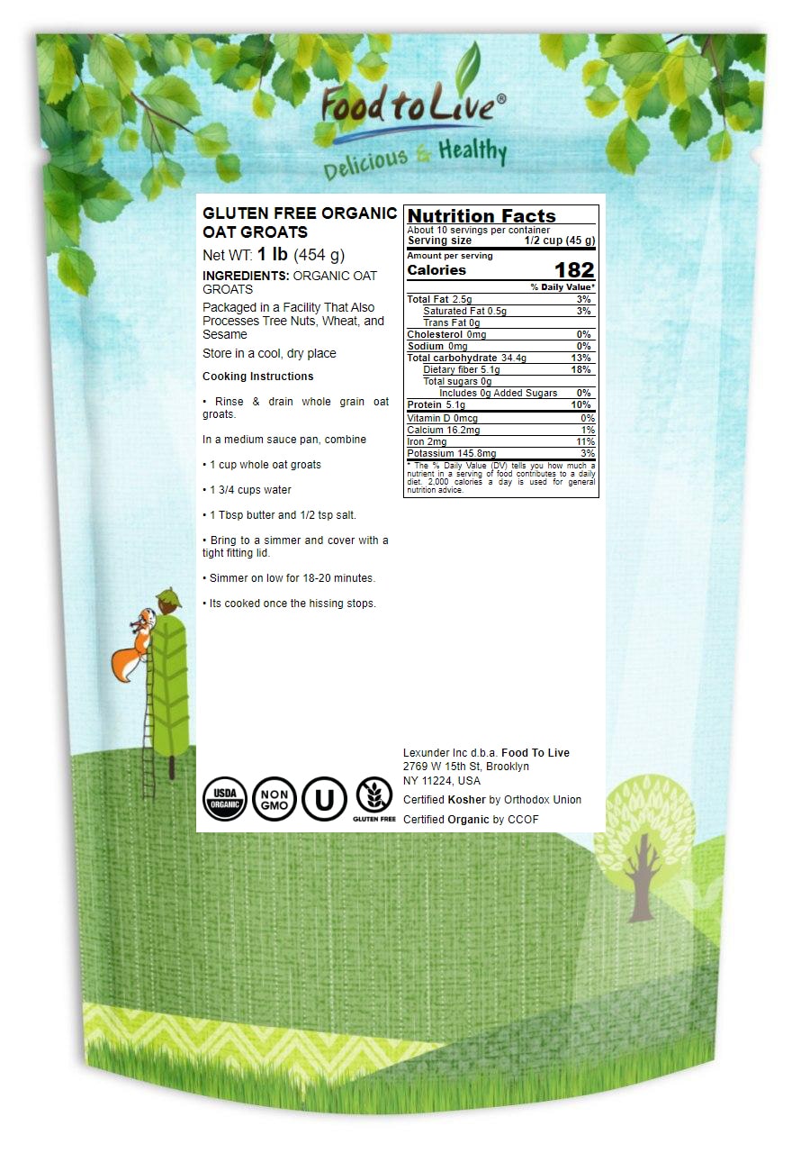 Gluten Free Organic Oat Groats — Non-GMO Seeds, Raw, Non-Irradiated, Vegan, Bulk - Picture 57 of 64