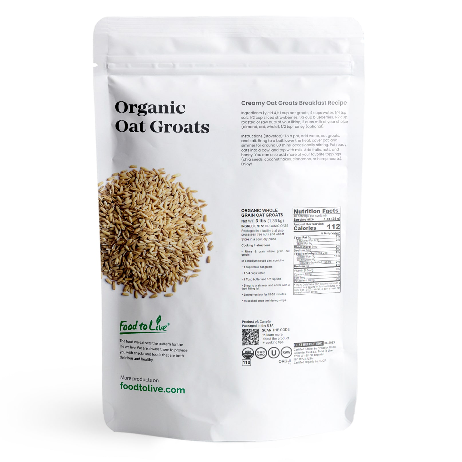 Gluten Free Organic Oat Groats — Non-GMO Seeds, Raw, Non-Irradiated, Vegan, Bulk - Picture 39 of 64