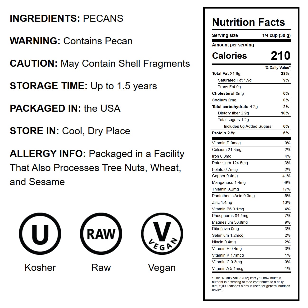 Pecans Pieces — Raw, Chopped, Unsalted, Unroasted, Kosher, Vegan, Bulk - Picture 12 of 72