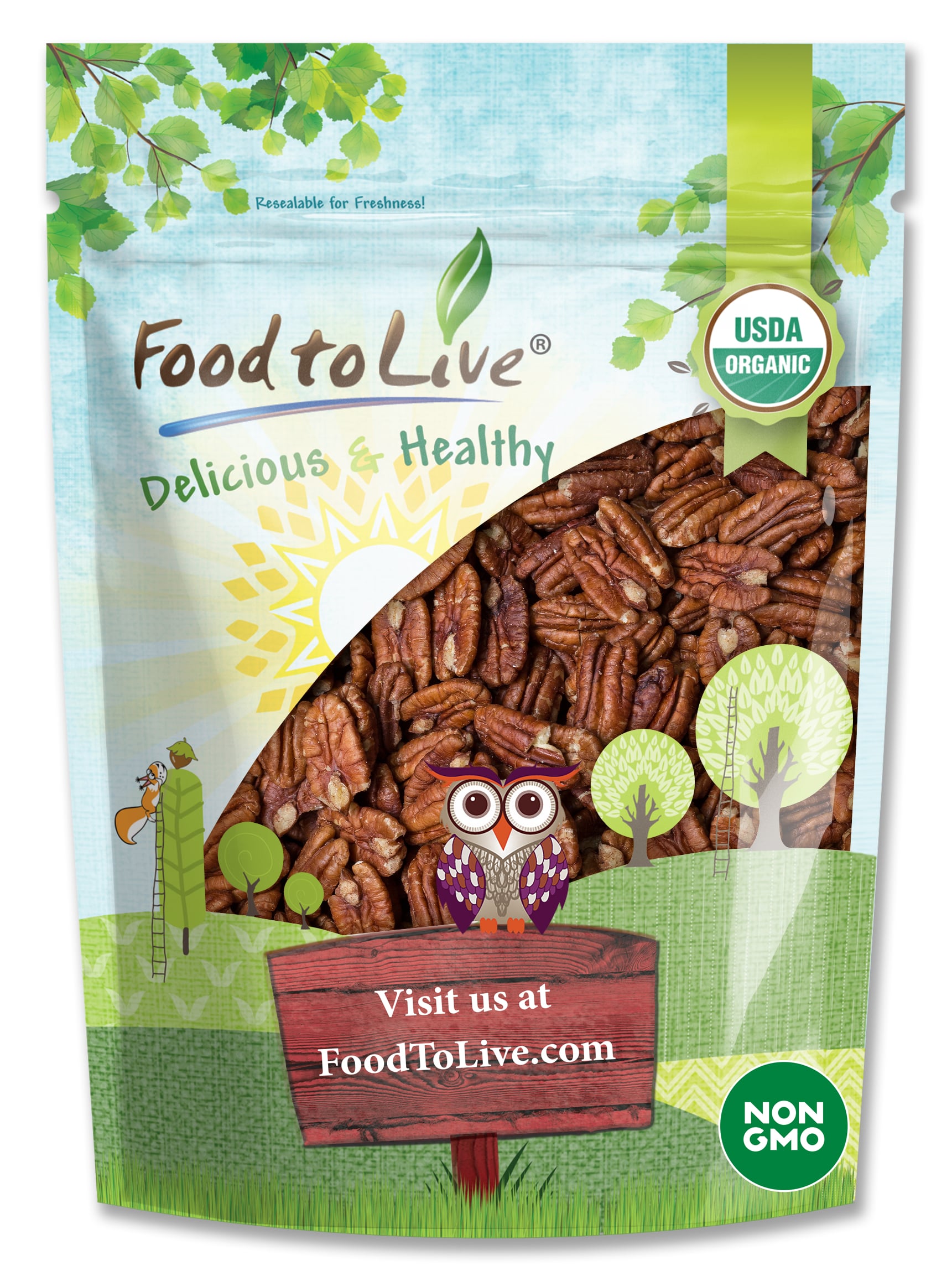Organic Pecan Halves - Non-GMO, Kosher, Raw, Vegan - by Food To Live - Picture 41 of 48