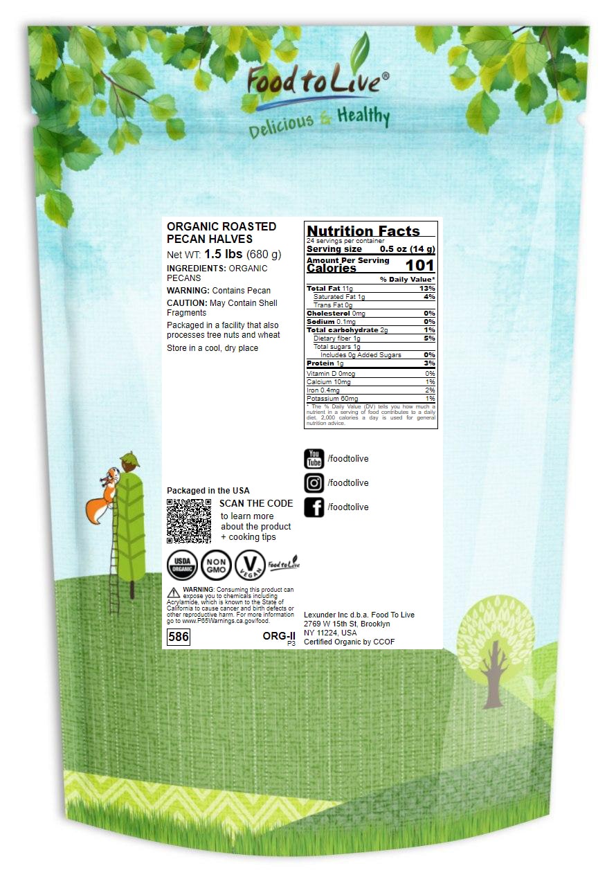 Organic Pecan Halves - Non-GMO, Kosher, Raw, Vegan - by Food To Live - Picture 26 of 48