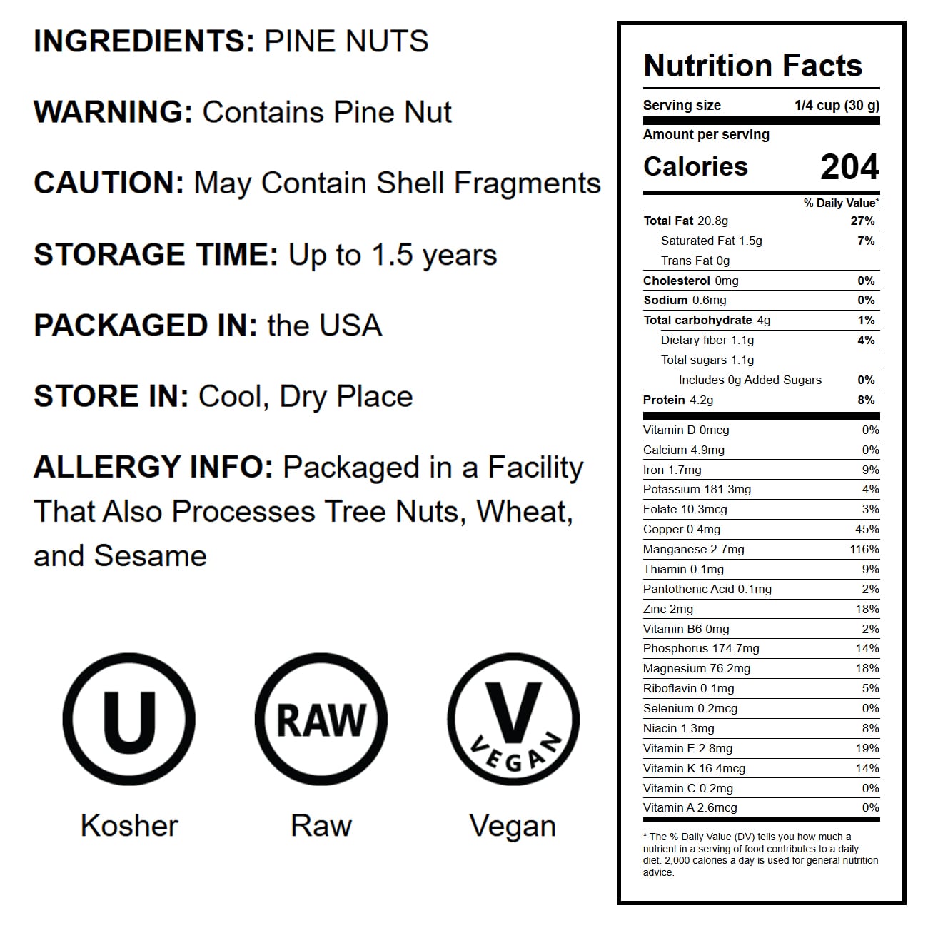 Pine Nuts – Whole Raw Pignolias, Unsalted, Vegan, Kosher, Bulk, Great for Pesto - Picture 23 of 107
