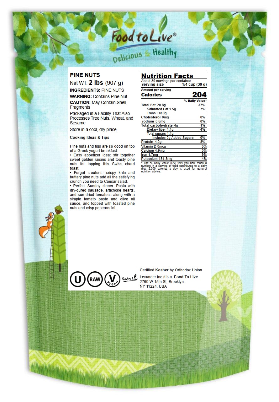 Pine Nuts – Whole Raw Pignolias, Unsalted, Vegan, Kosher, Bulk, Great for Pesto - Picture 39 of 107