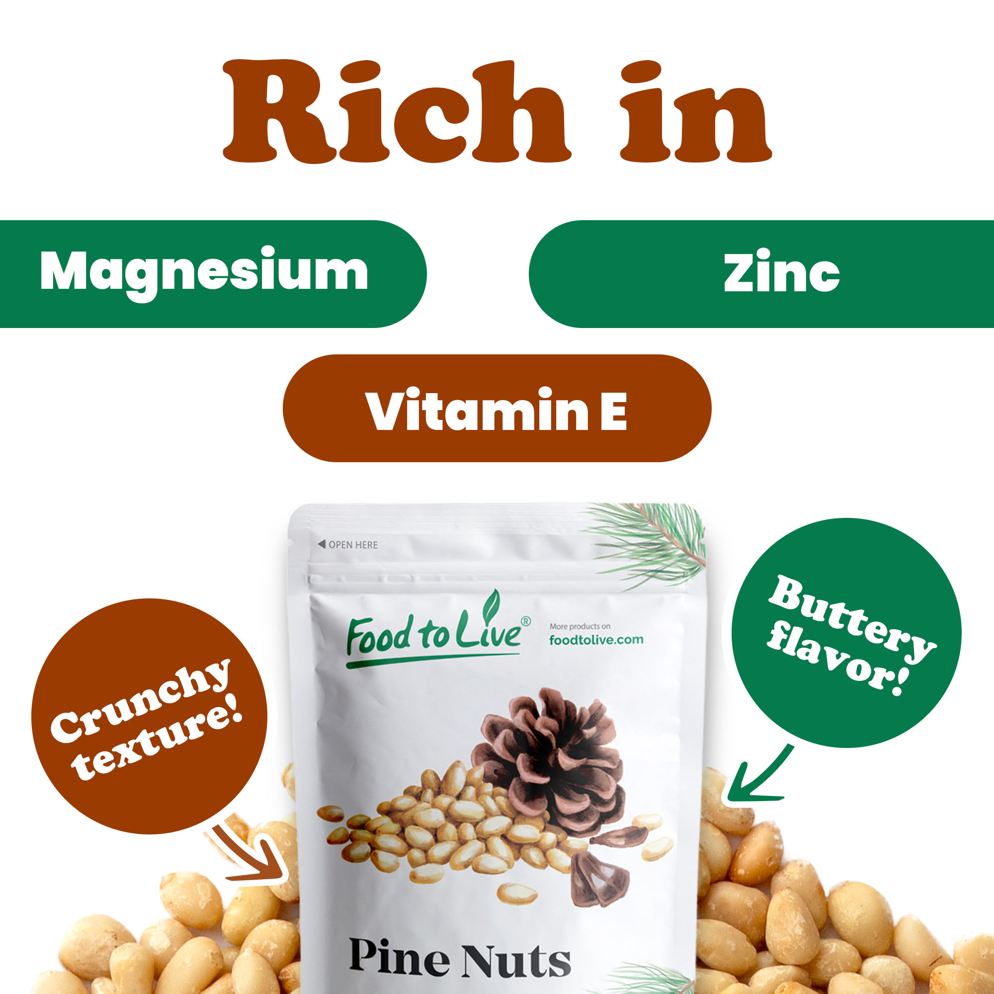 Dry Roasted Pine Nuts with Himalayan Salt – No Oil Added, Vegan, Kosher, Bulk - Picture 46 of 56