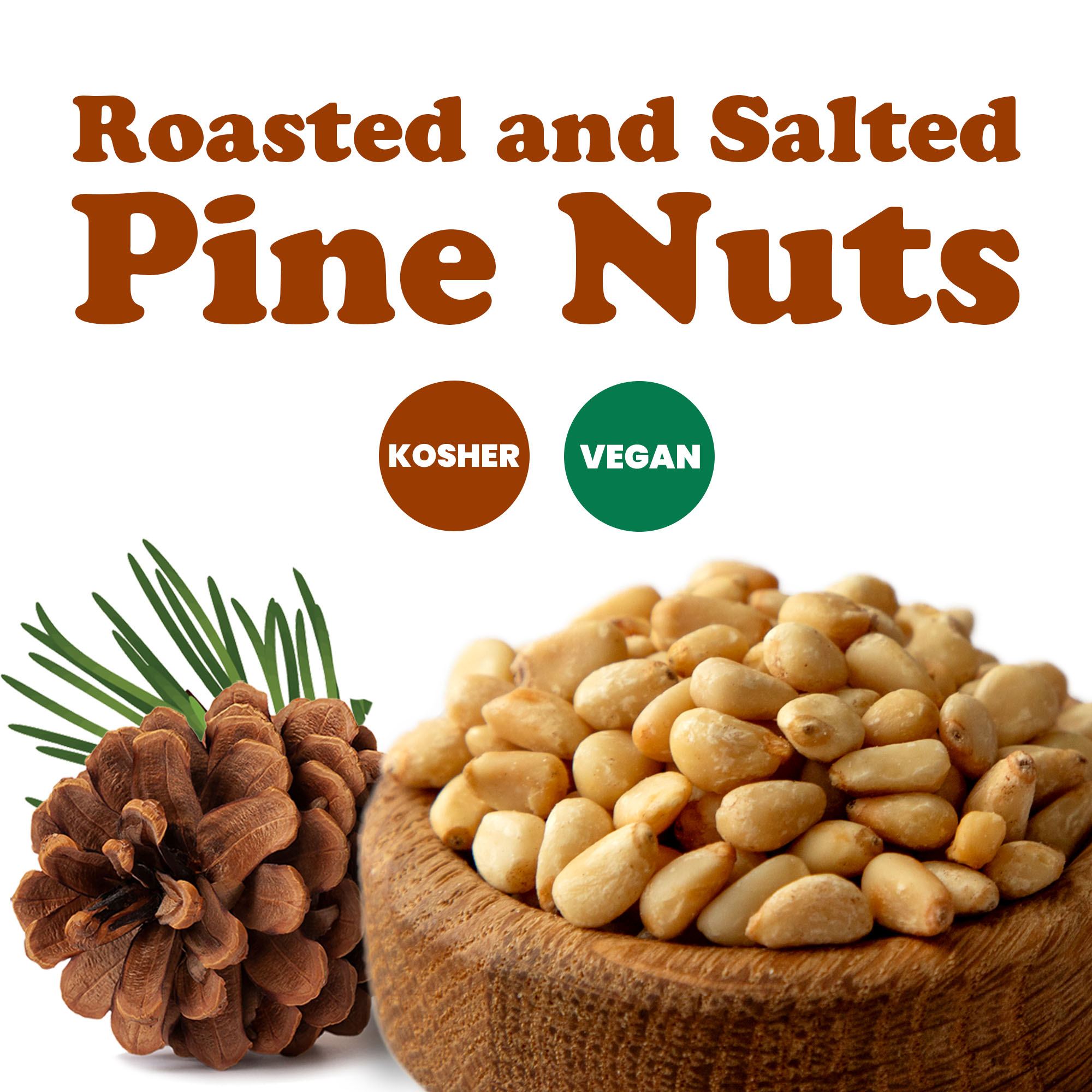 Dry Roasted Pine Nuts with Himalayan Salt – No Oil Added, Vegan, Kosher, Bulk - Picture 28 of 56