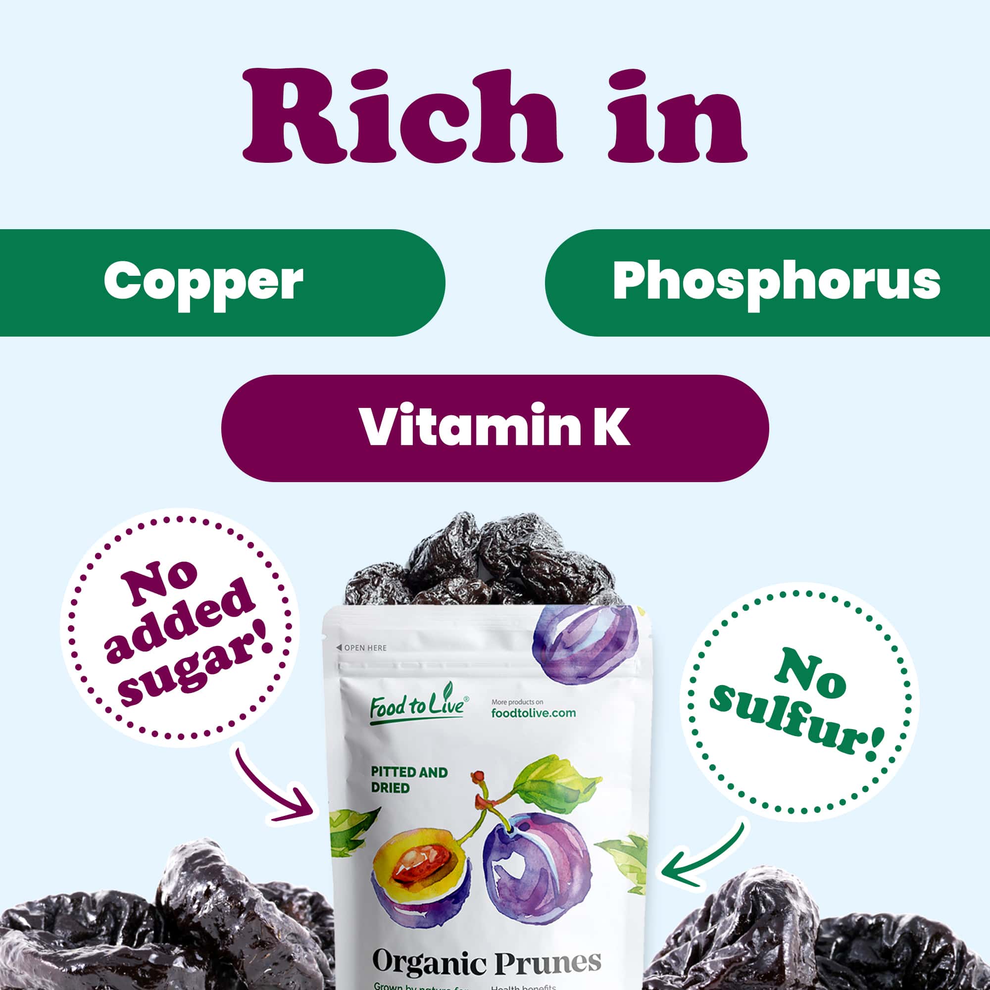 Organic Pitted Prunes - Non-GMO, Kosher, Raw, Vegan - by Food To Live - Picture 56 of 59