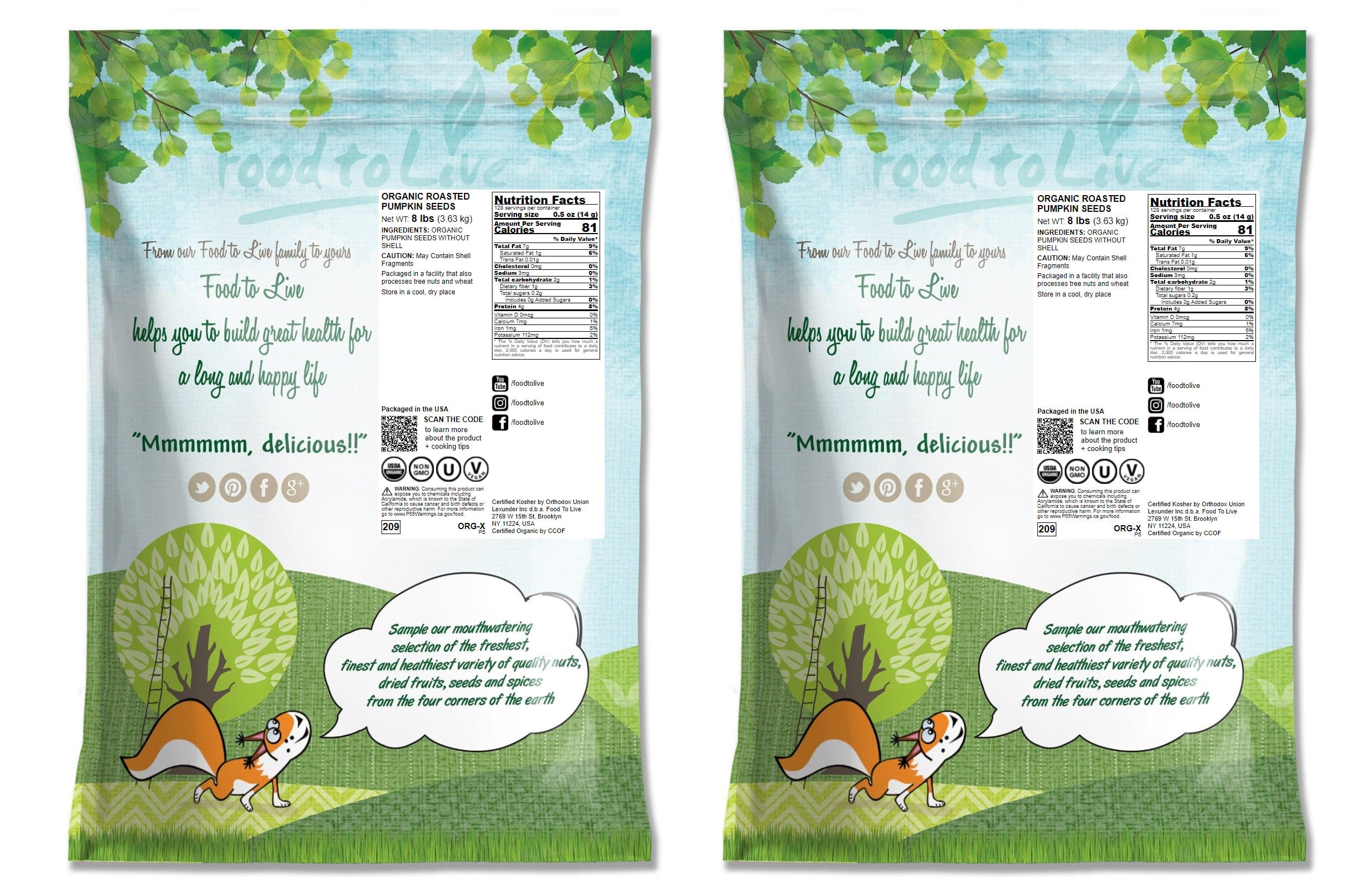 Organic Dry Roasted Pumpkin Seed Kernels - Non-GMO, Unsalted, Vegan, Kosher