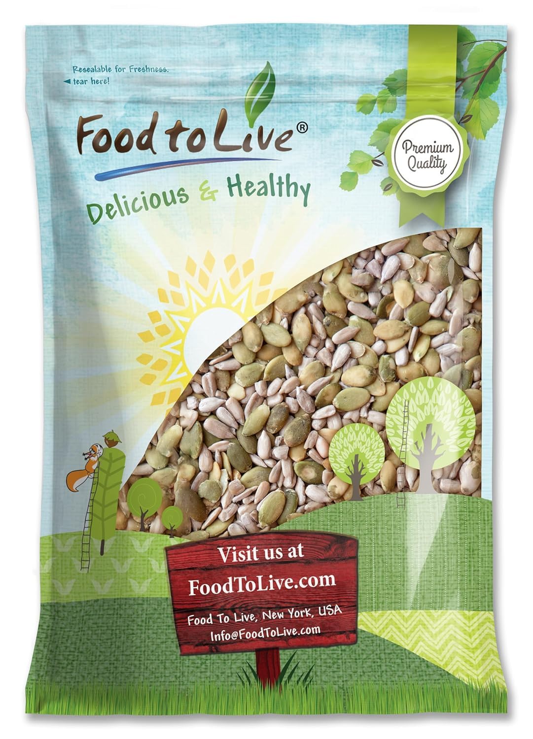 Organic Dry Roasted Sunflower and Pumpkin Seed Mix – Kosher – by Food to Live