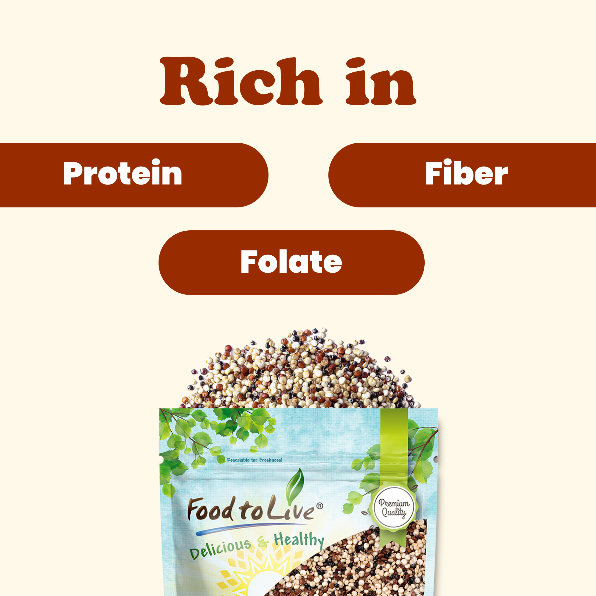 Tri-Color Quinoa Grain–Pre-Washed, Ready to Cook.A Nutrient-Rich Superfood. Bulk - Picture 30 of 48
