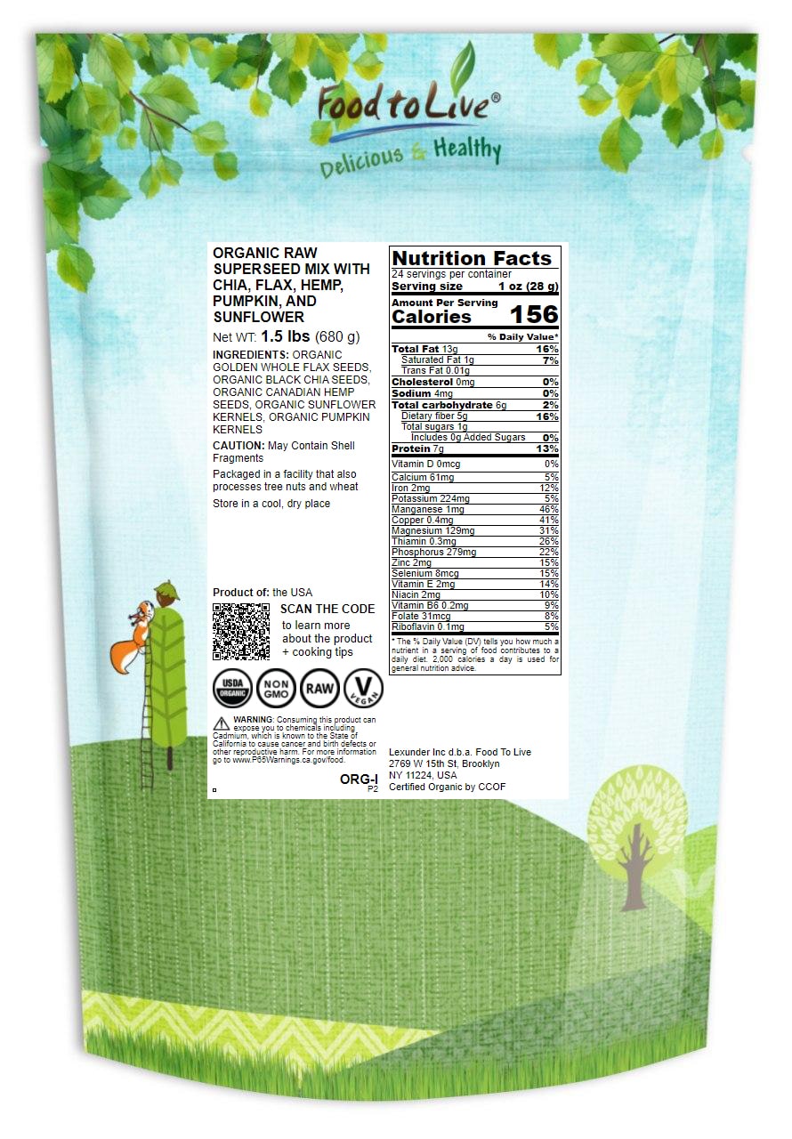 Organic Raw Superseed Mix with Chia, Flax, Hemp, Pumpkin, and Sunflower —Non-GMO - Picture 42 of 56