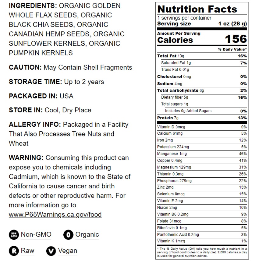 Organic Raw Superseed Mix with Chia, Flax, Hemp, Pumpkin, and Sunflower —Non-GMO - Picture 36 of 56