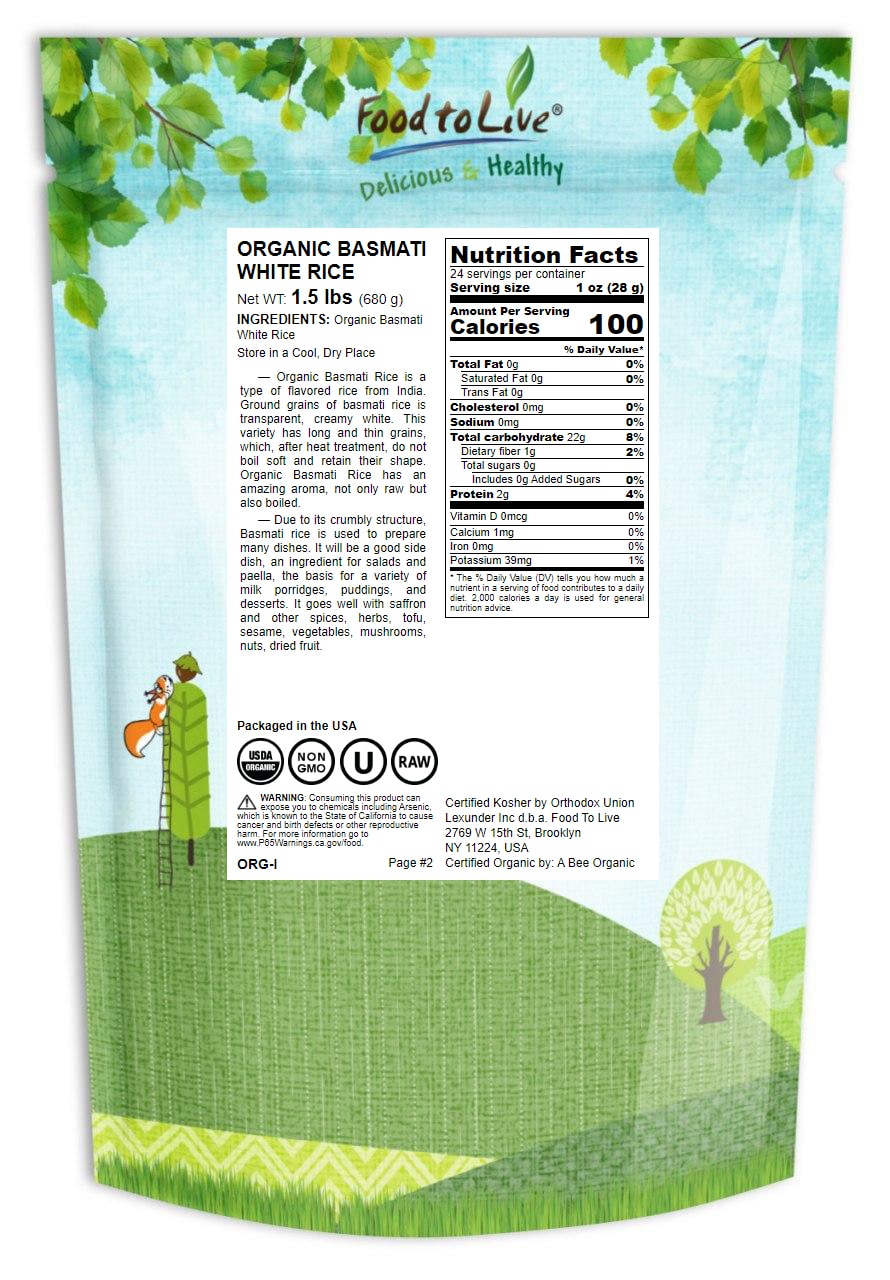 Bio Basmati Weißer ReisNichtGVO, koscher, roh, vegandurch Nahrungsmittel zu Leben ® eBay