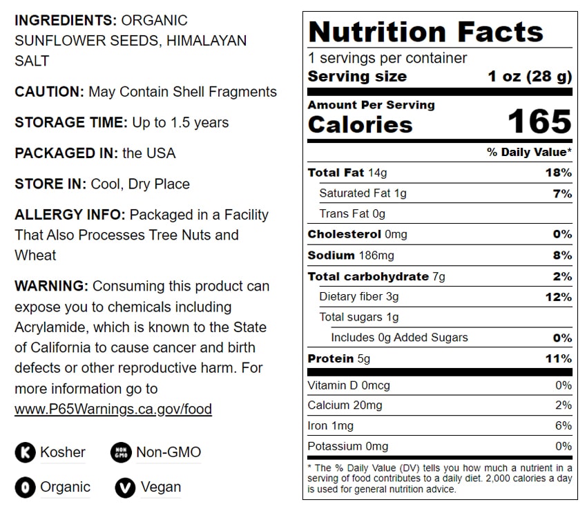 Organic Dry Roasted Sunflower Seeds with Himalayan Salt - Non-GMO, Kosher, Vegan - Picture 34 of 42