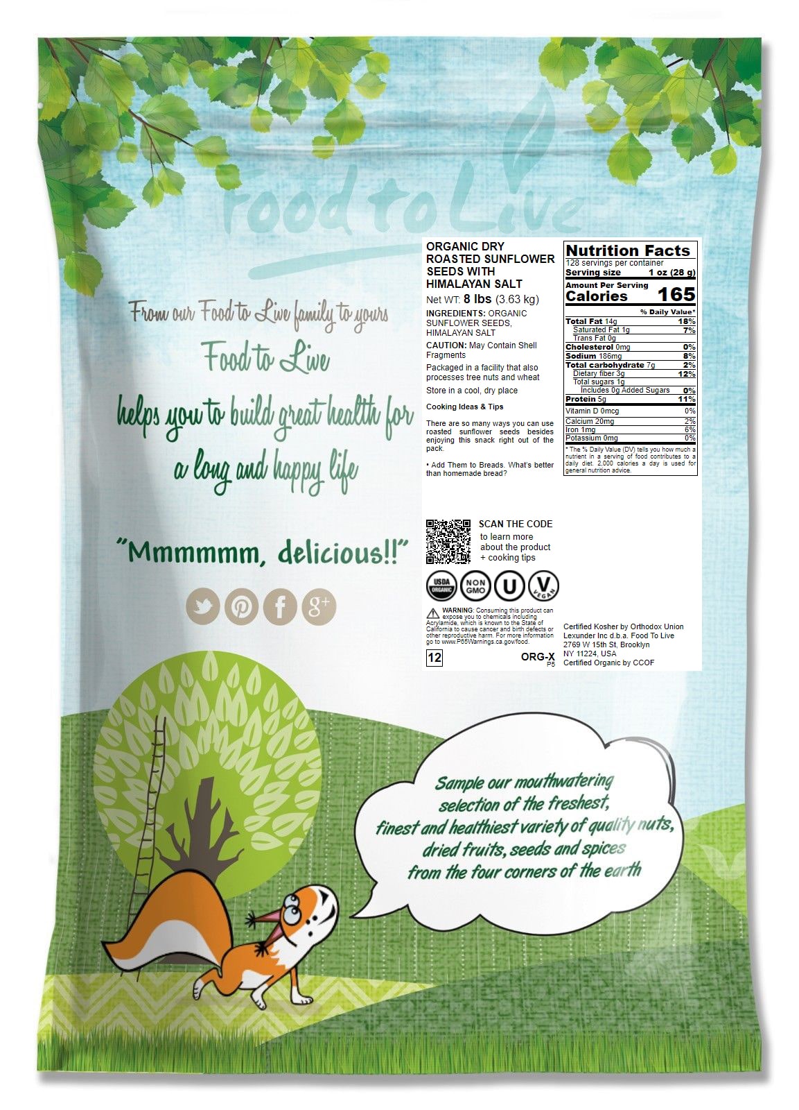 Organic Dry Roasted Sunflower Seeds with Himalayan Salt - Non-GMO, Kosher, Vegan - Picture 14 of 42