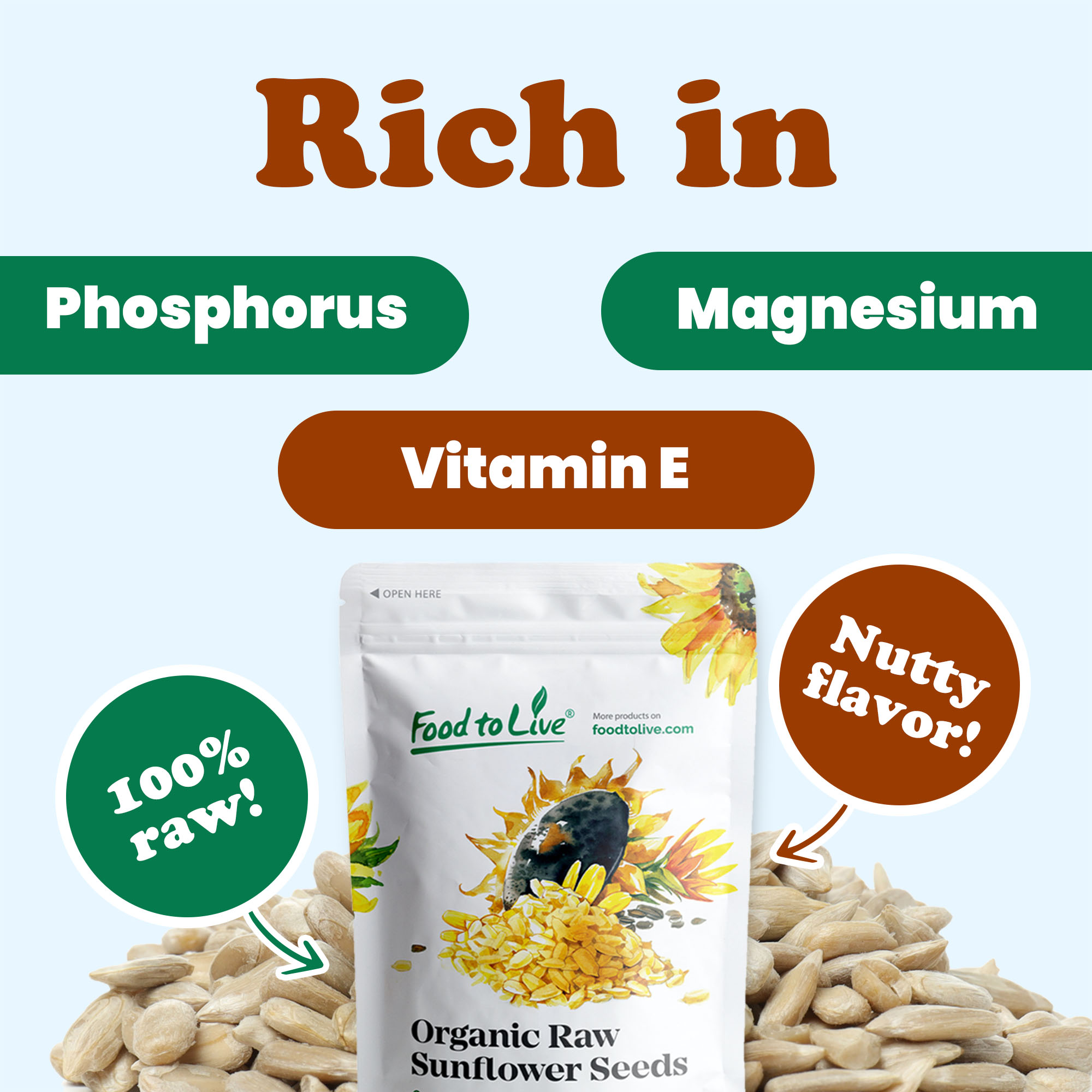 Organic Sprouted Sunflower Seeds with Himalayan Salt – by Food to Live - Picture 46 of 56