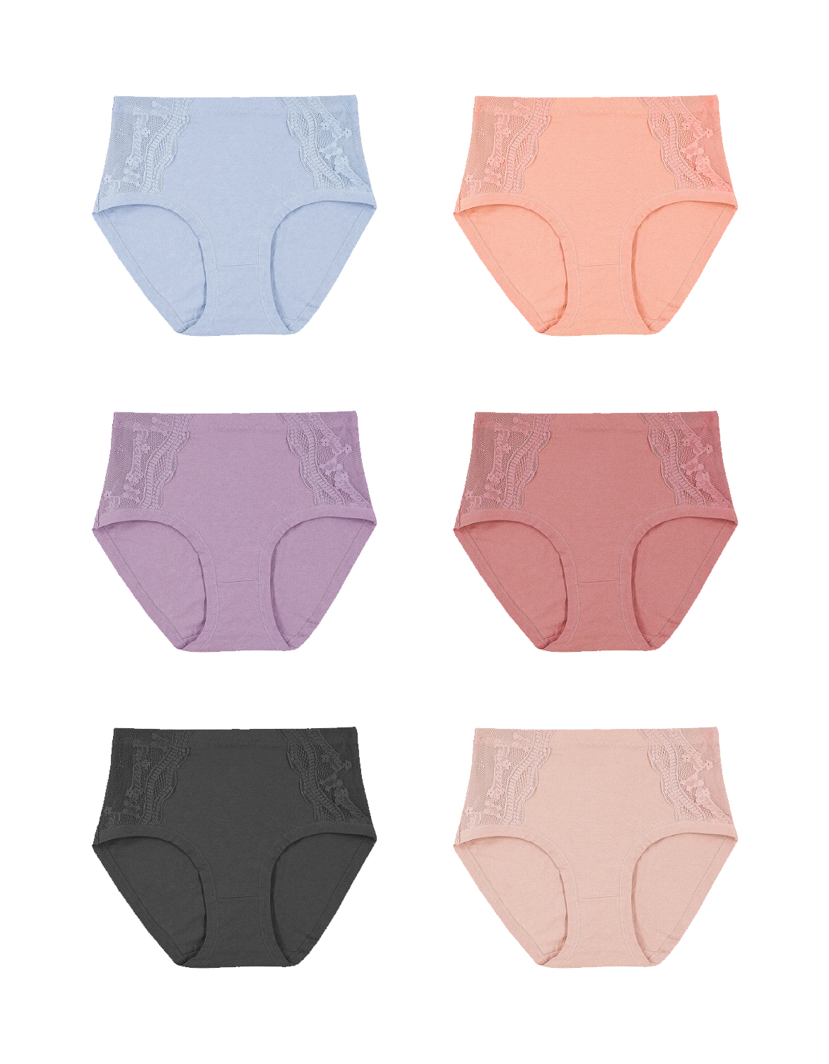Women’s 12 Pack Classic Mid-Rise Cotton Blend Lace Trim Detail Brief Panties