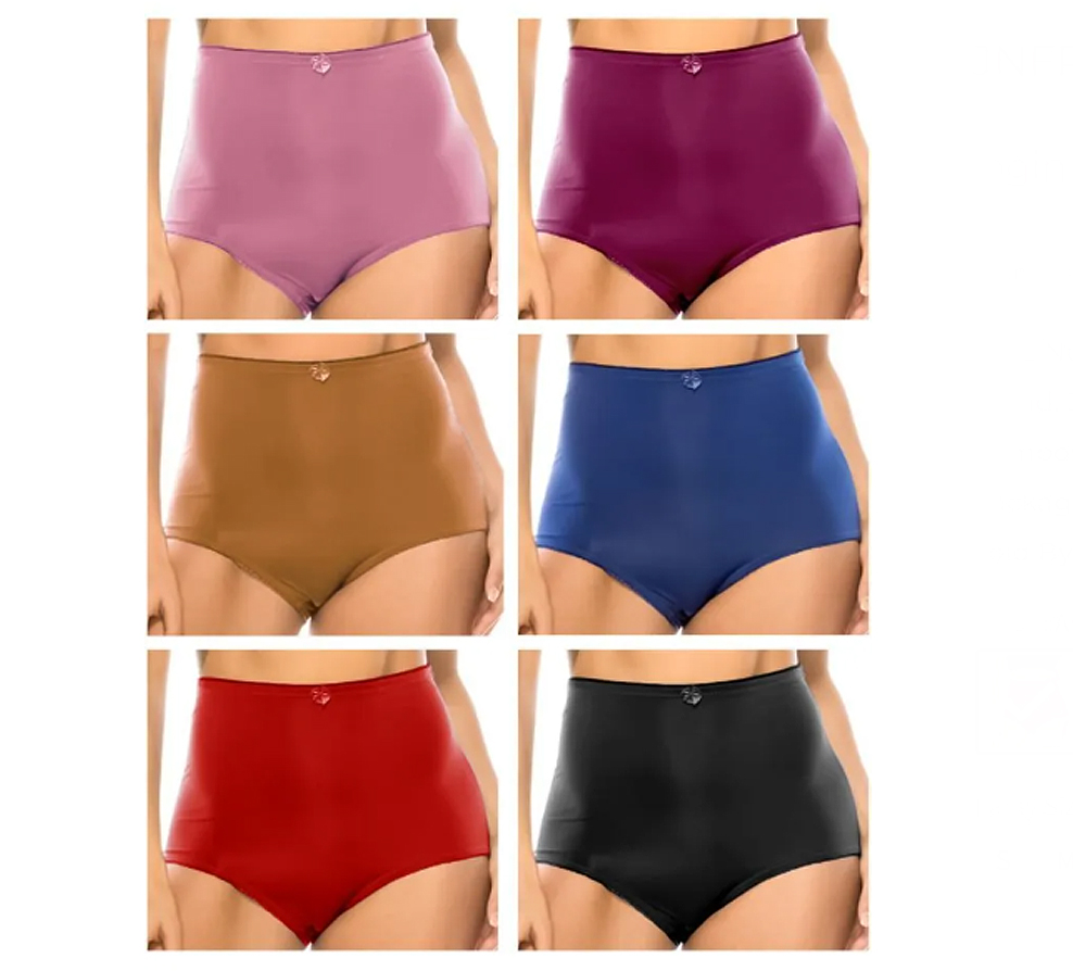 Women’s Plain Panty Girdle Underwear High Waisted Multicolor Briefs 12 Pack
