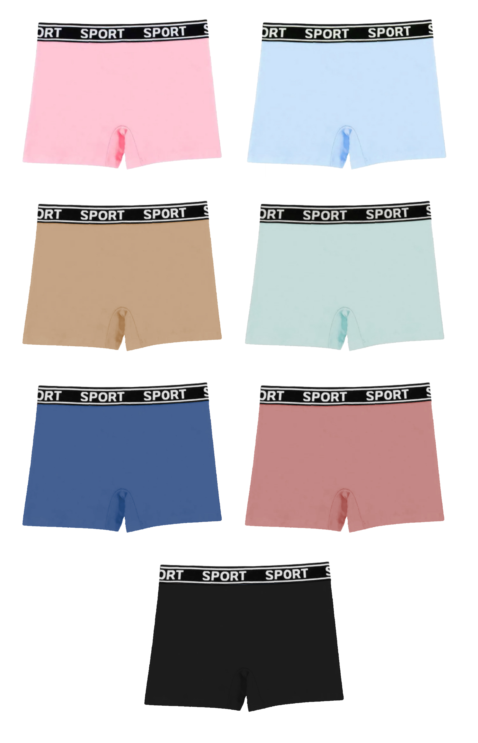 Women’s Plain Sport Cotton Underwear Multicolor Boyshort Boxers 12 Pack