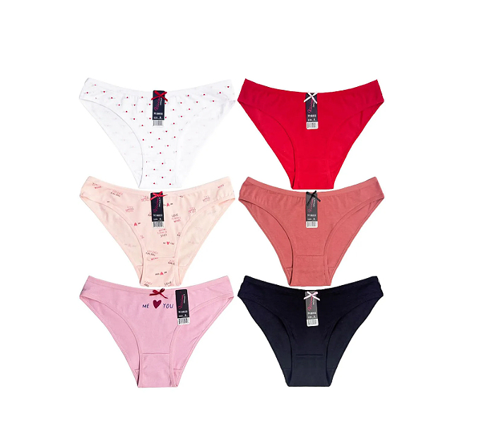 Women’s Classic Sexy Stretch Cotton Love Hearts Bikini Multicolor 12 Pack