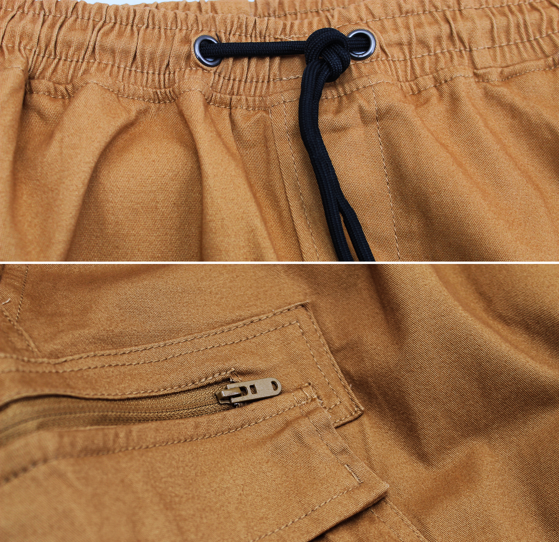 Men's Lightweight Drawstring Elastic Waist Zipper Multi Pocket Cargo Shorts - Bild 4 von 7