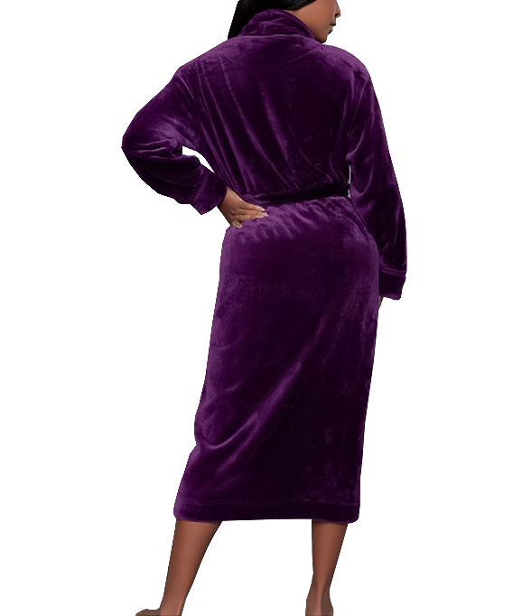 Women's Cozy Soft Leisure Comfortable Relaxing Warm Belted Plush Robe - Picture 4 of 6