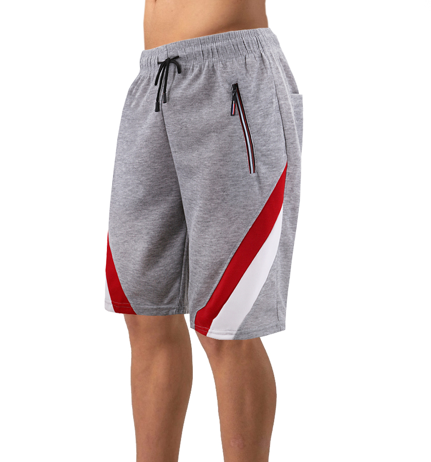 Men's Drawstring Elastic Waist Fleece Zipper Pockets Fitness Gym Sweat Shorts - Picture 2 of 19