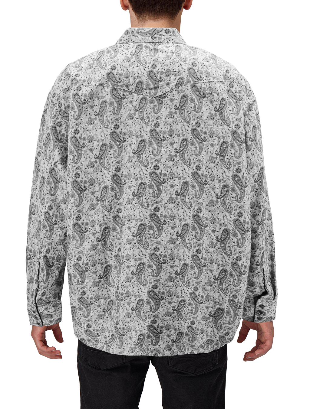 Men's Cowboy Western Long Sleeve Paisley Patterned Rodeo Button Up Dress Shirt - Picture 3 of 57