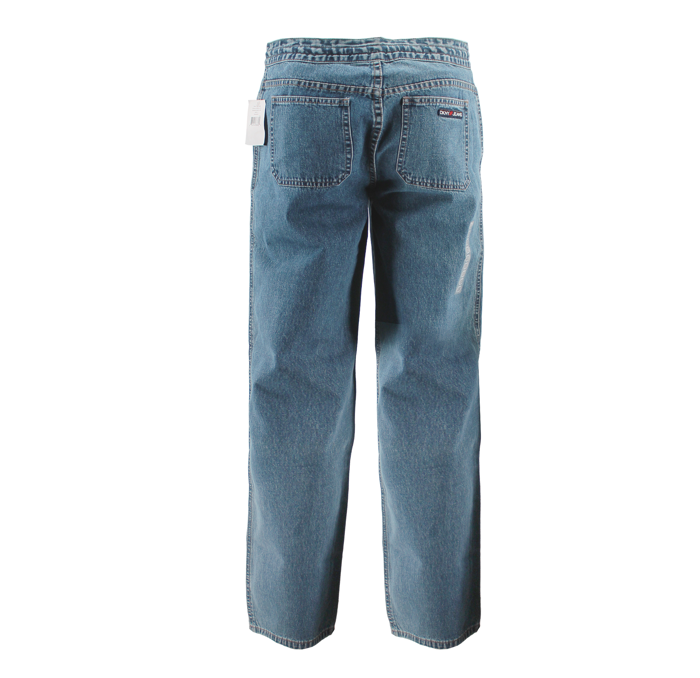 DKNY Women's Premium Drawstring Waist Straight Leg Retro Y2K Denim