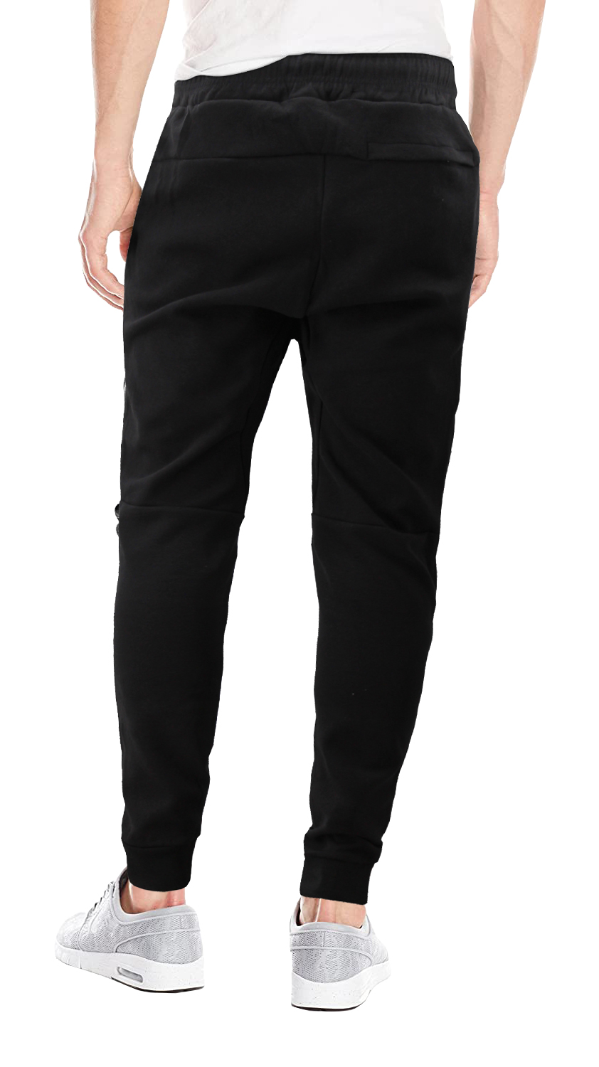 Men's Black Athletic Zipper Fitness Joggers Gym Drawstring Sweatpants Slim Fit - Picture 8 of 17