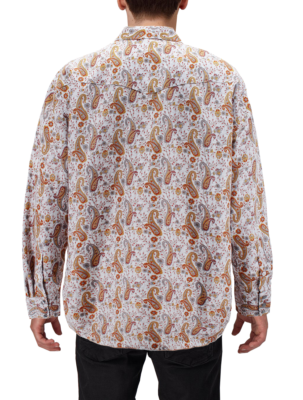 Men's Cowboy Western Long Sleeve Paisley Patterned Rodeo Button Up Dress Shirt - Picture 7 of 57
