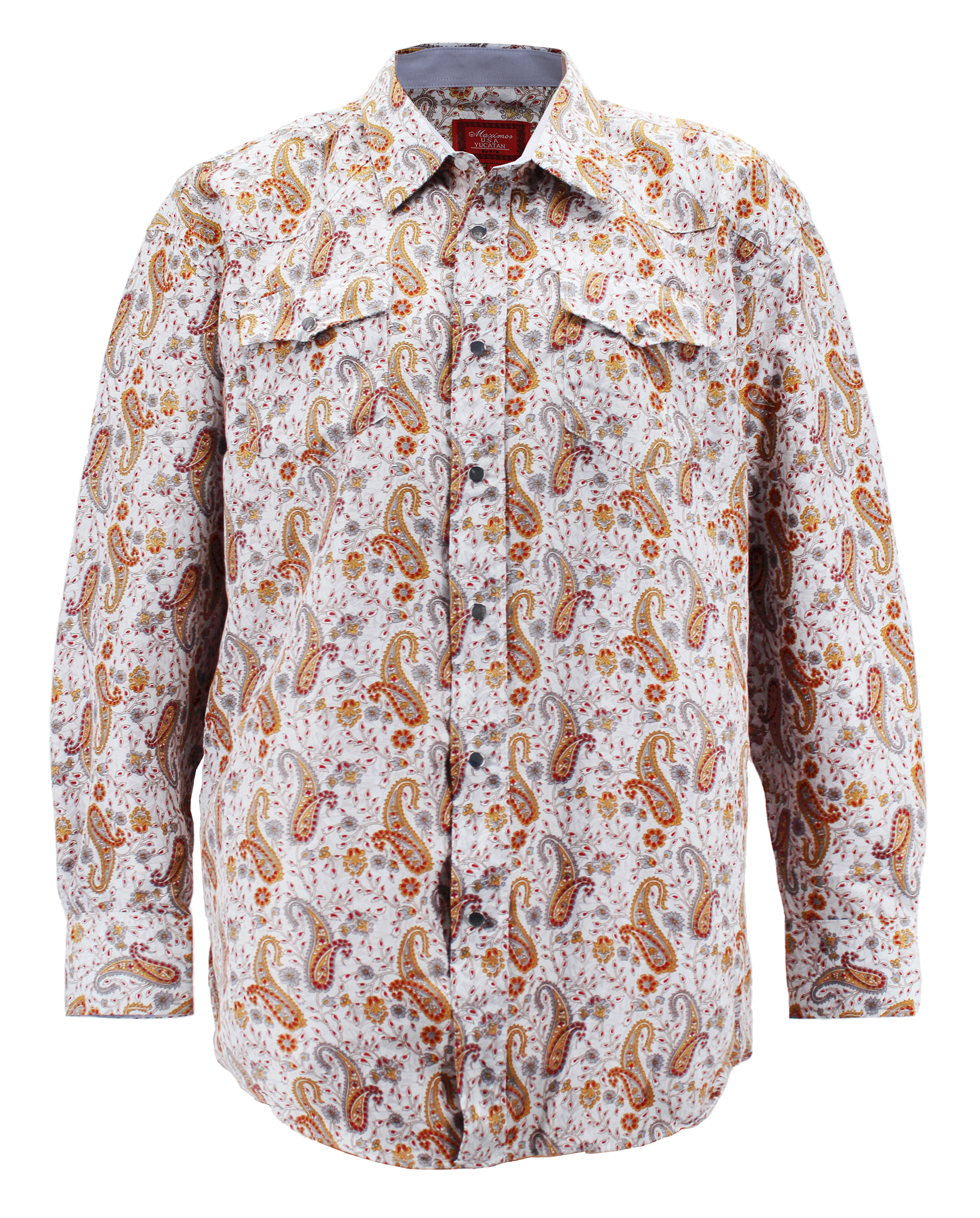 Men's Cowboy Western Long Sleeve Paisley Patterned Rodeo Button Up Dress Shirt - Picture 9 of 57