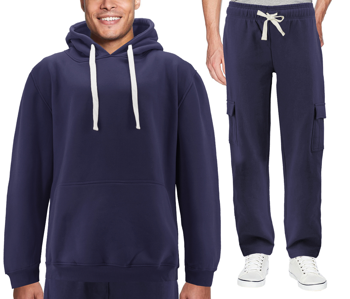 Men's 2 Piece Fleece Sports Gym Running Athletic Jogging Track Sweat Suit Set - Picture 8 of 57