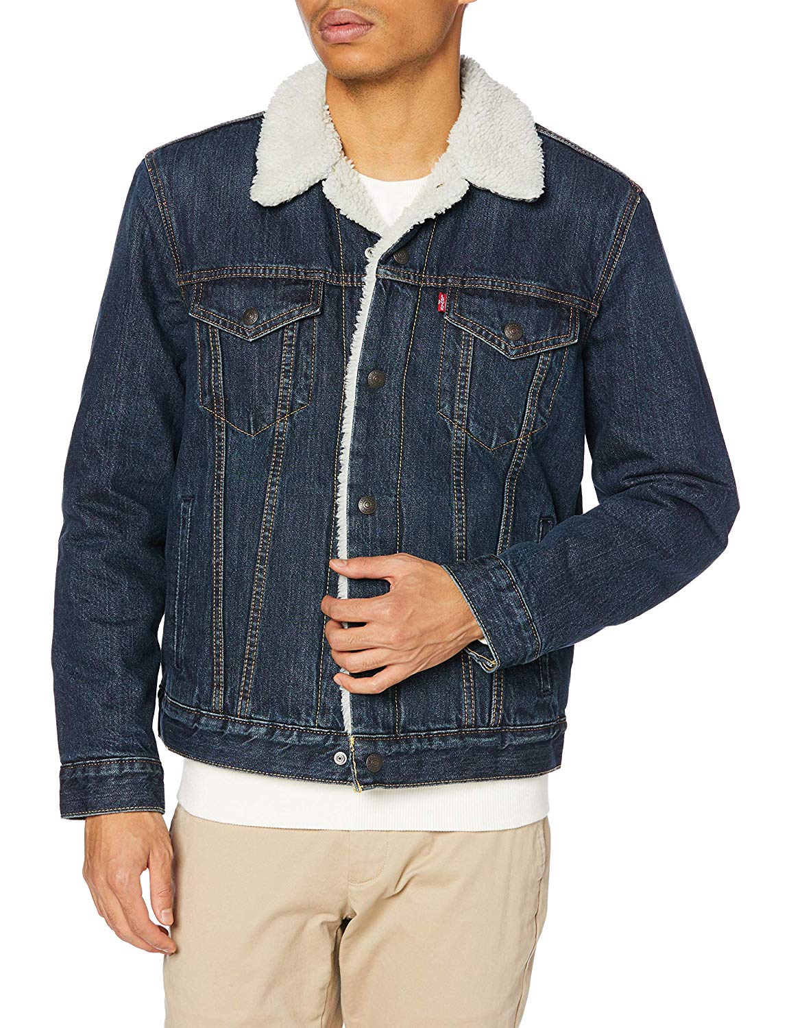 Levi's Strauss Men's Sherpa Lined Cotton Denim Jean Trucker Jacket 163650115 - Picture 17 of 26