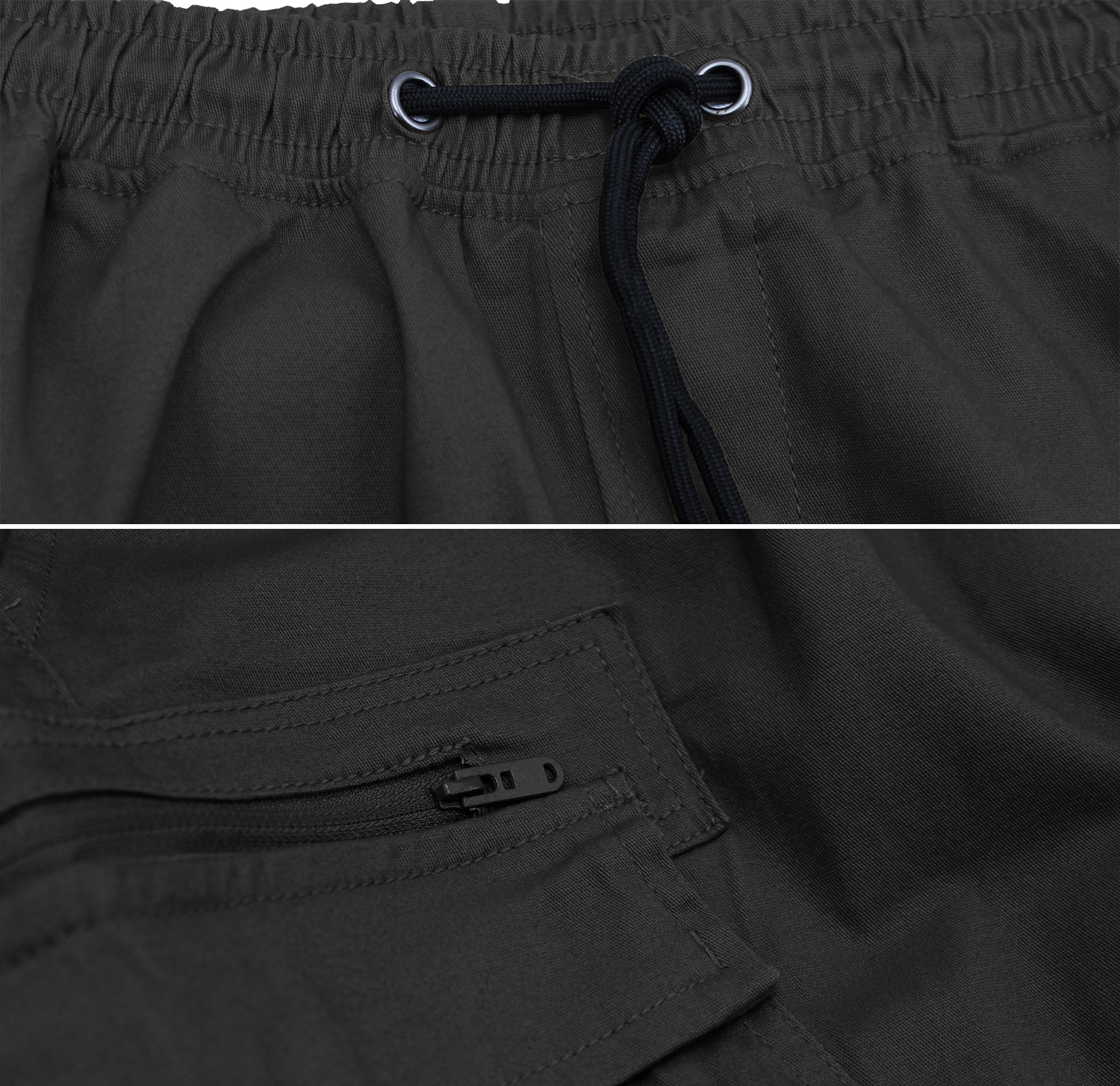 Men's Lightweight Drawstring Elastic Waist Zipper Multi Pocket Cargo Shorts - Bild 7 von 7