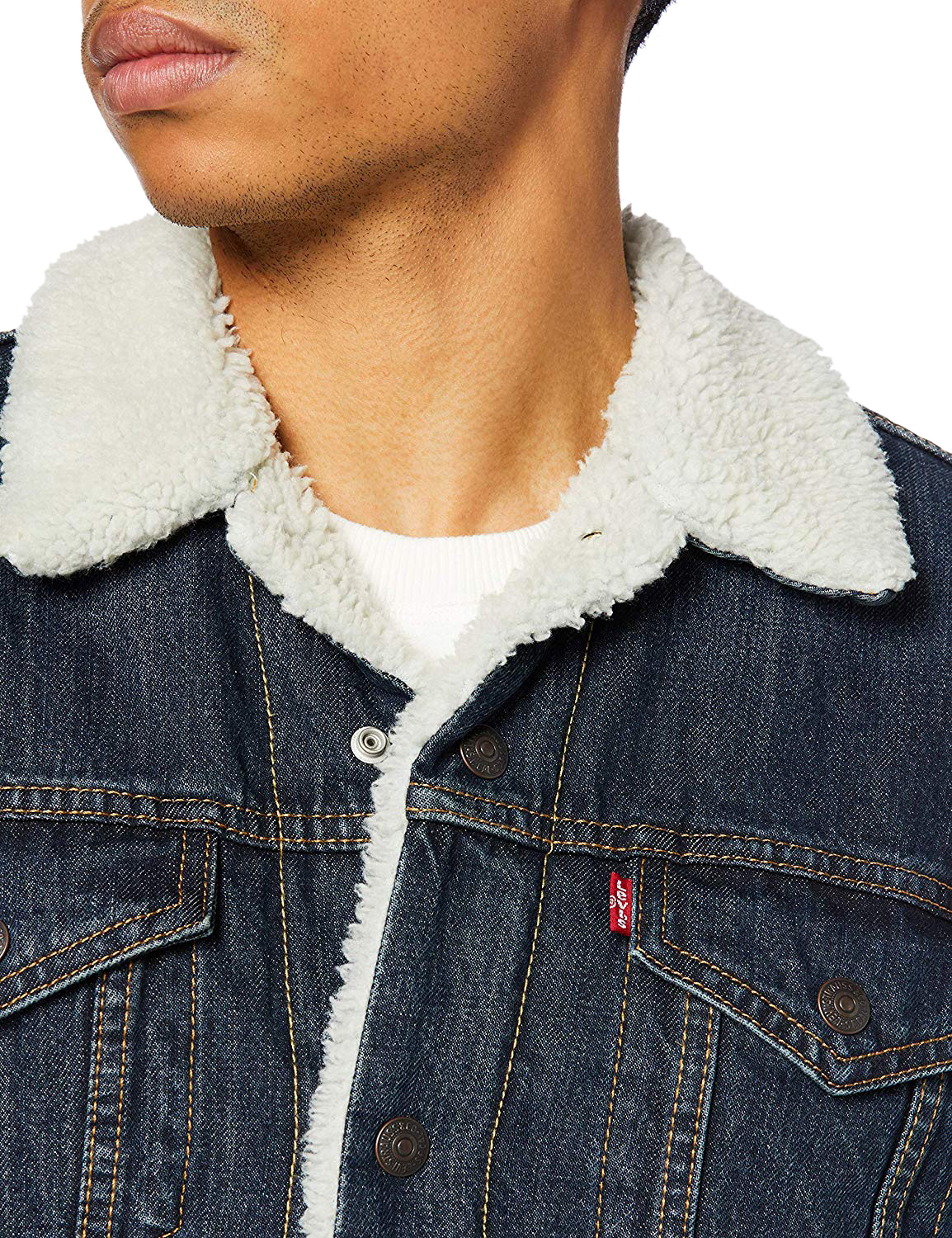 Levi's Strauss Men's Sherpa Lined Cotton Denim Jean Trucker Jacket 163650115 - Picture 24 of 26