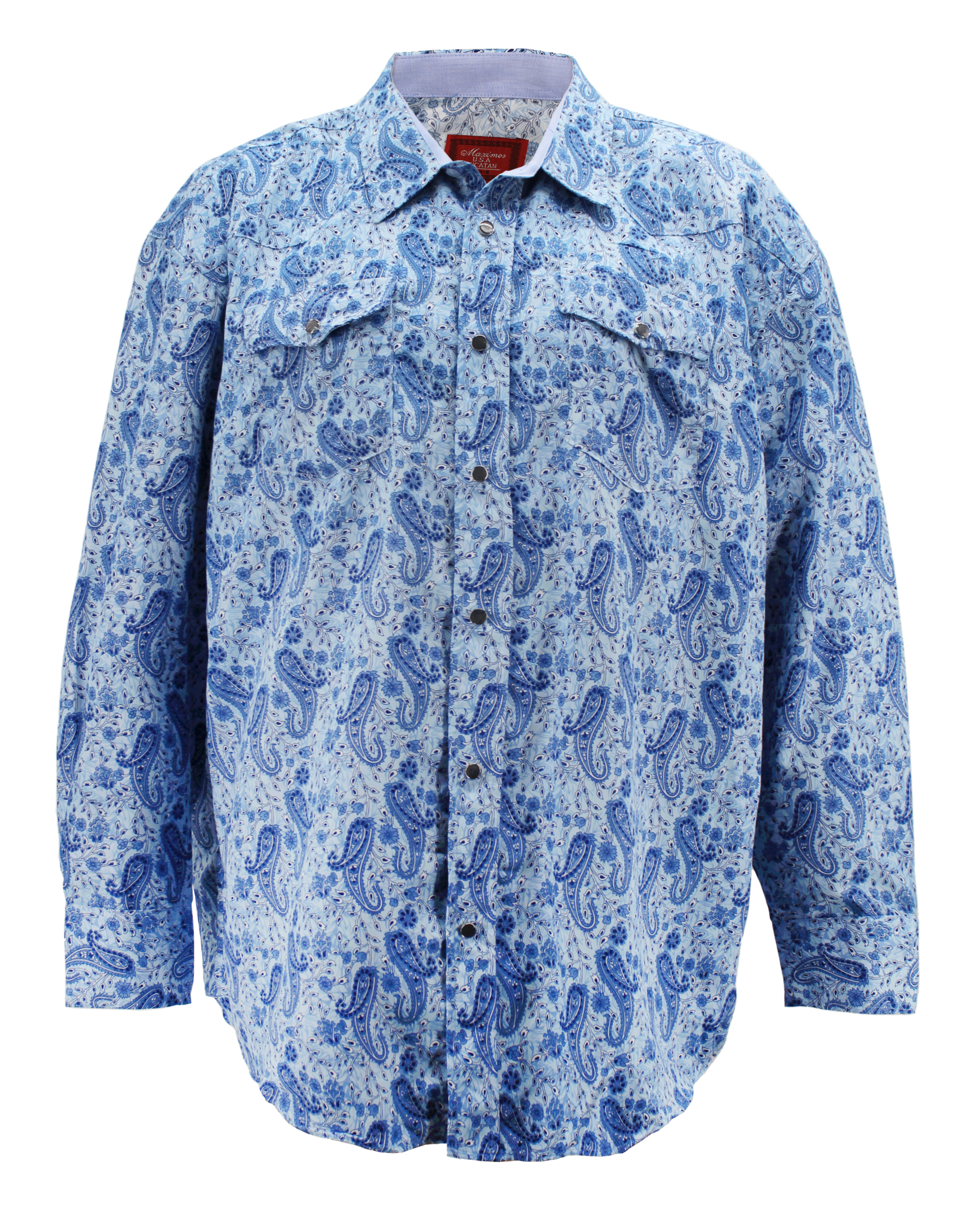 Men's Cowboy Western Long Sleeve Paisley Patterned Rodeo Button Up Dress Shirt - Picture 13 of 57