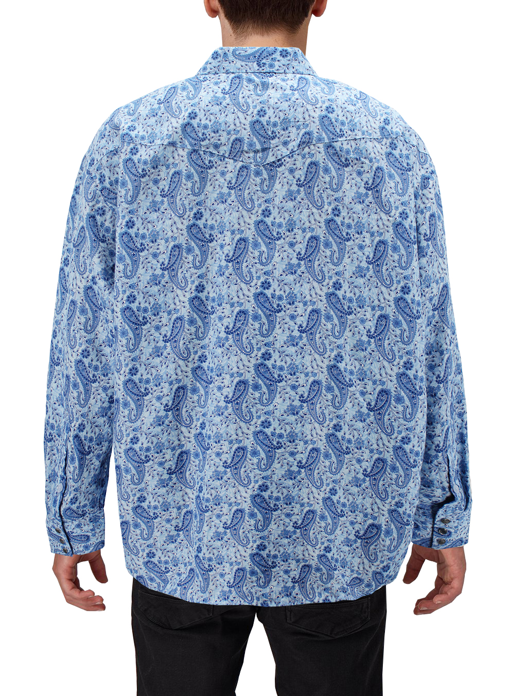 Men's Cowboy Western Long Sleeve Paisley Patterned Rodeo Button Up Dress Shirt - Picture 11 of 57