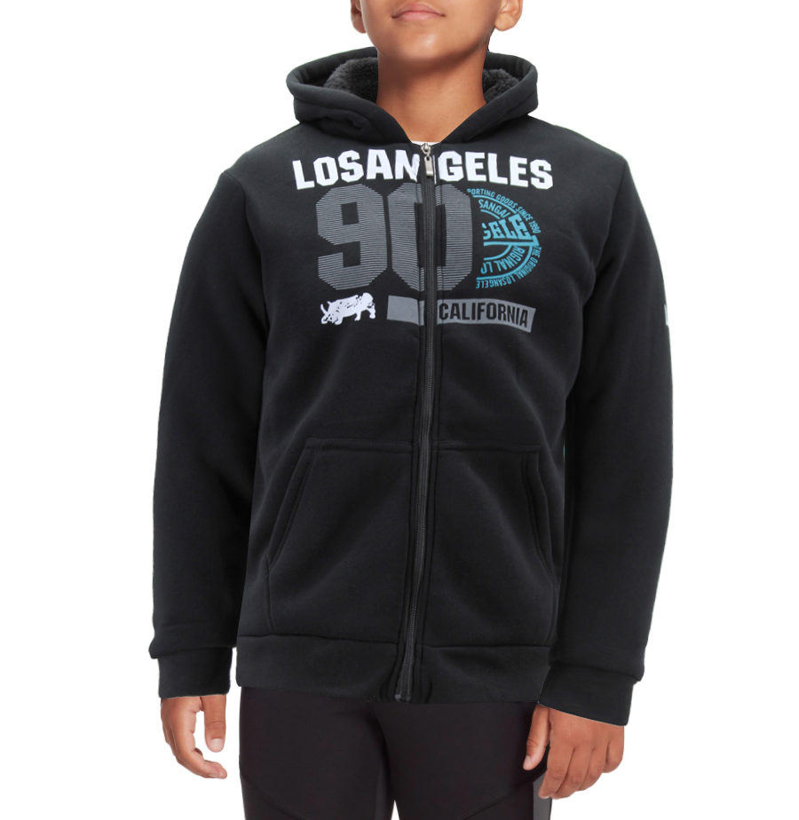 Boys Los Angeles Athletic Sherpa Lined Fleece Kids Zip Up Hoodie Sweater Jacket - Picture 8 of 10