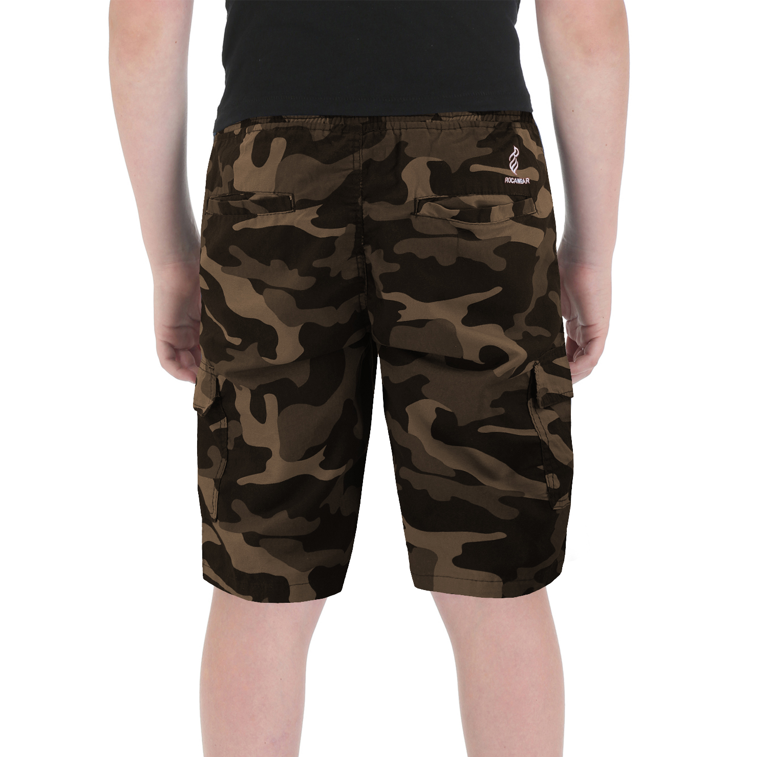 Boys Army Camouflage Elastic Waist Drawstring Cotton Blend Kids Cargo Shorts - Picture 9 of 16