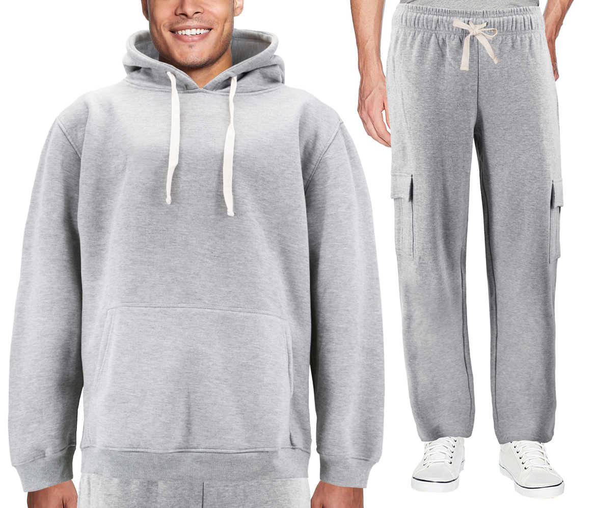 Men's 2 Piece Fleece Sports Gym Running Athletic Jogging Track Sweat Suit Set - Picture 19 of 57