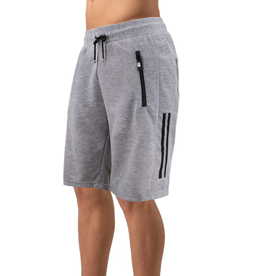 Men's Drawstring Elastic Waist Fleece Zipper Pockets Fitness Gym Sweat Shorts - Picture 11 of 19