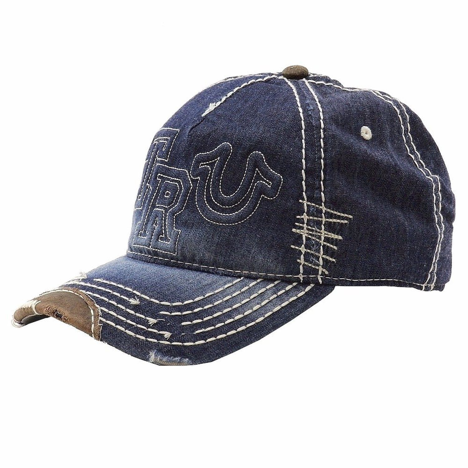 True Religion Men's Premium Vintage Distressed Buddha Trucker Hat Cap