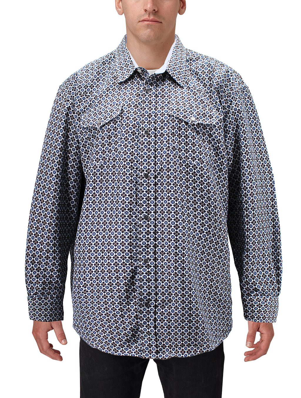 Men's Cowboy Western Long Sleeve Paisley Patterned Rodeo Button Up Dress Shirt - Picture 30 of 57
