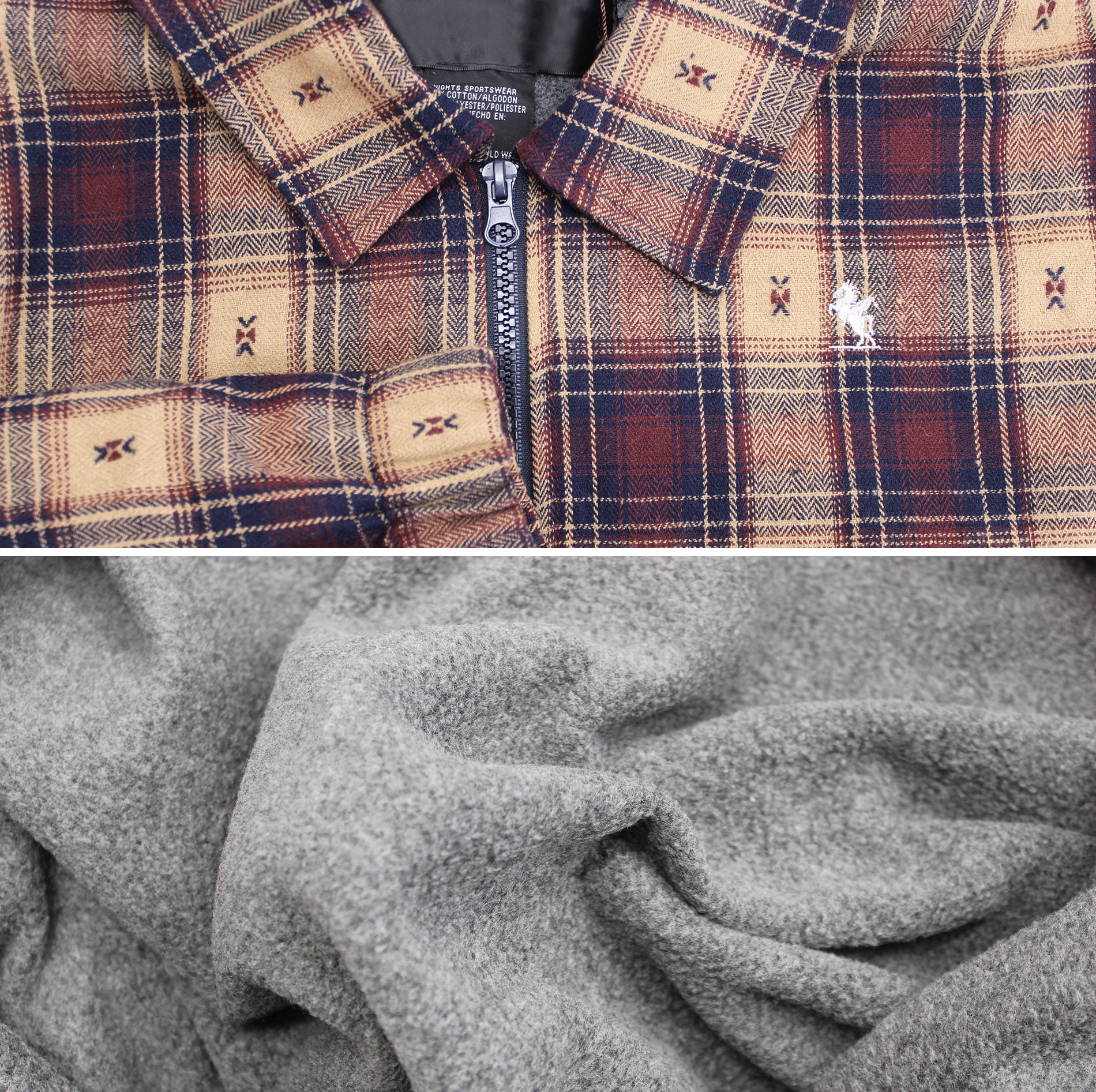 Men’s Full Zip Plaid Flannel Cotton Blend Lined Long Sleeve Jacket - Picture 13 of 13