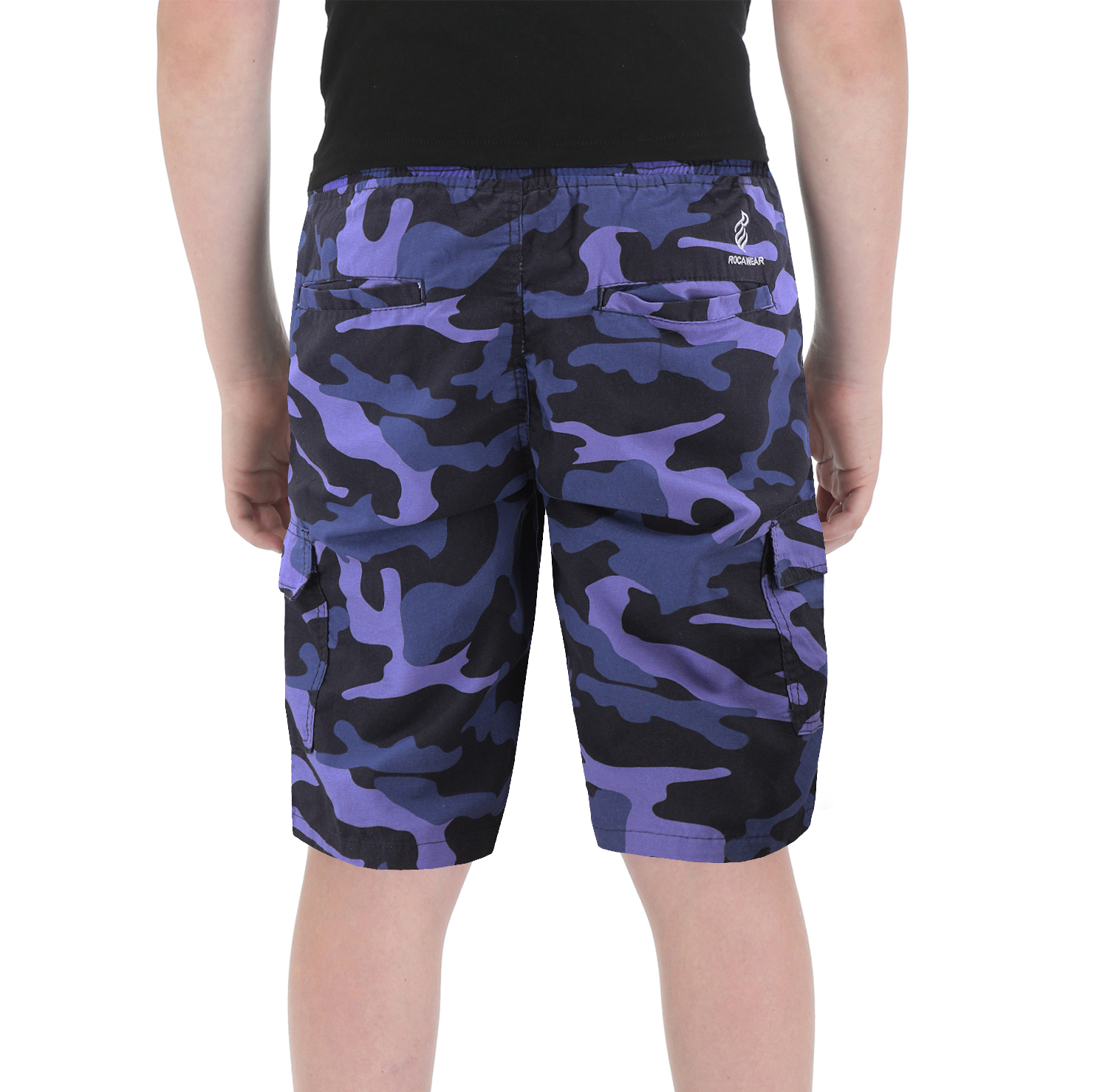 Boys Army Camouflage Elastic Waist Drawstring Cotton Blend Kids Cargo Shorts - Picture 15 of 16