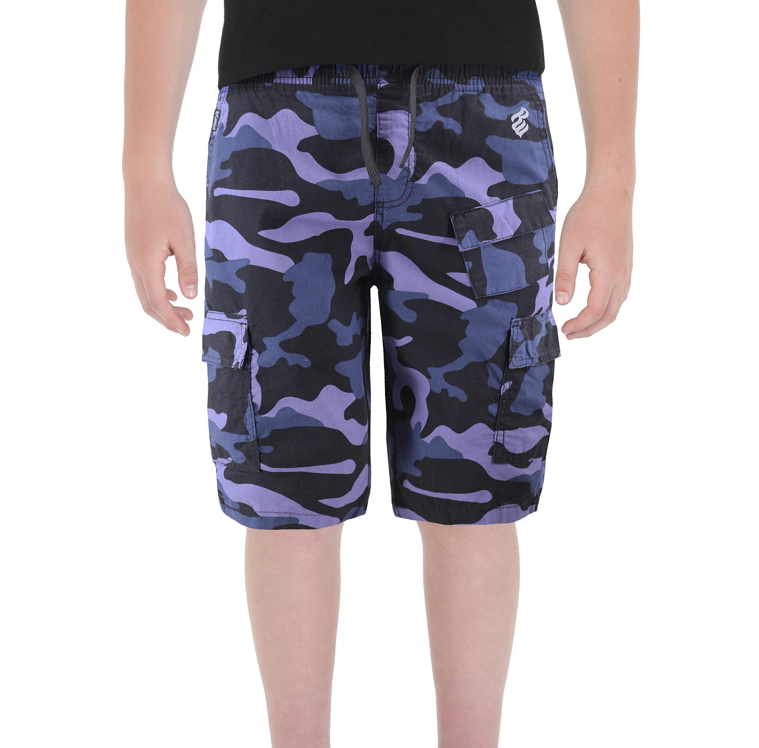 Boys Army Camouflage Elastic Waist Drawstring Cotton Blend Kids Cargo Shorts - Picture 14 of 16