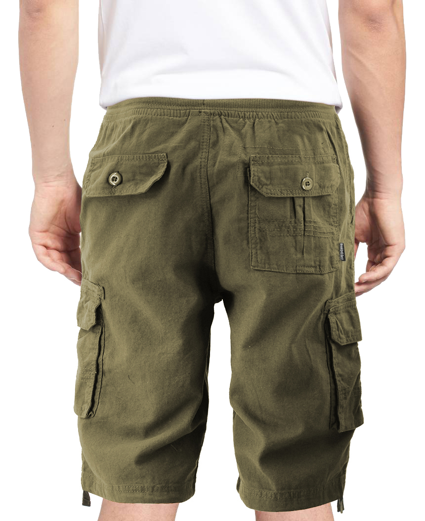 Men's Multi Pocket Drawstring Lightweight Elastic Waist Army Cargo Shorts - Picture 15 of 20